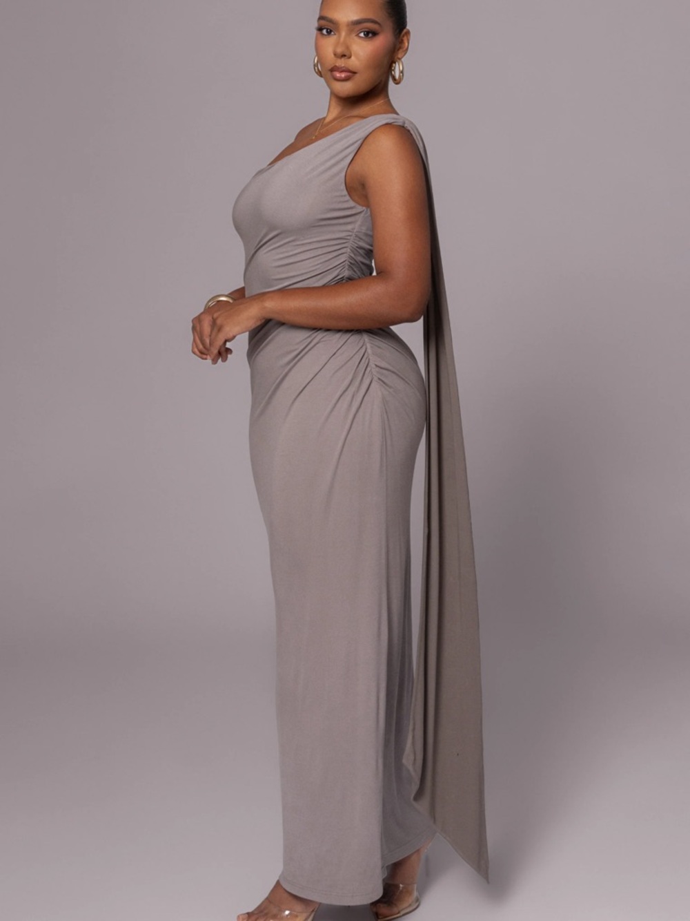 JLUXLABEL Grey Kianna Drape Maxi Dress - Picture 4 of 6